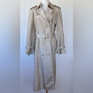 London Towne Women’s Trench Coat Double Breasted Belted Iridescent Shiny Size 12